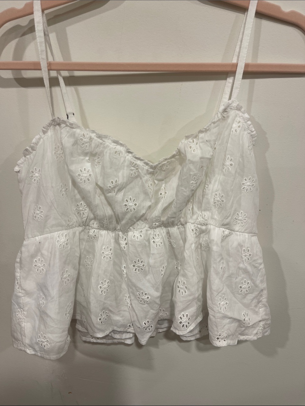 Hollister White Eyelet Peplum Camisole